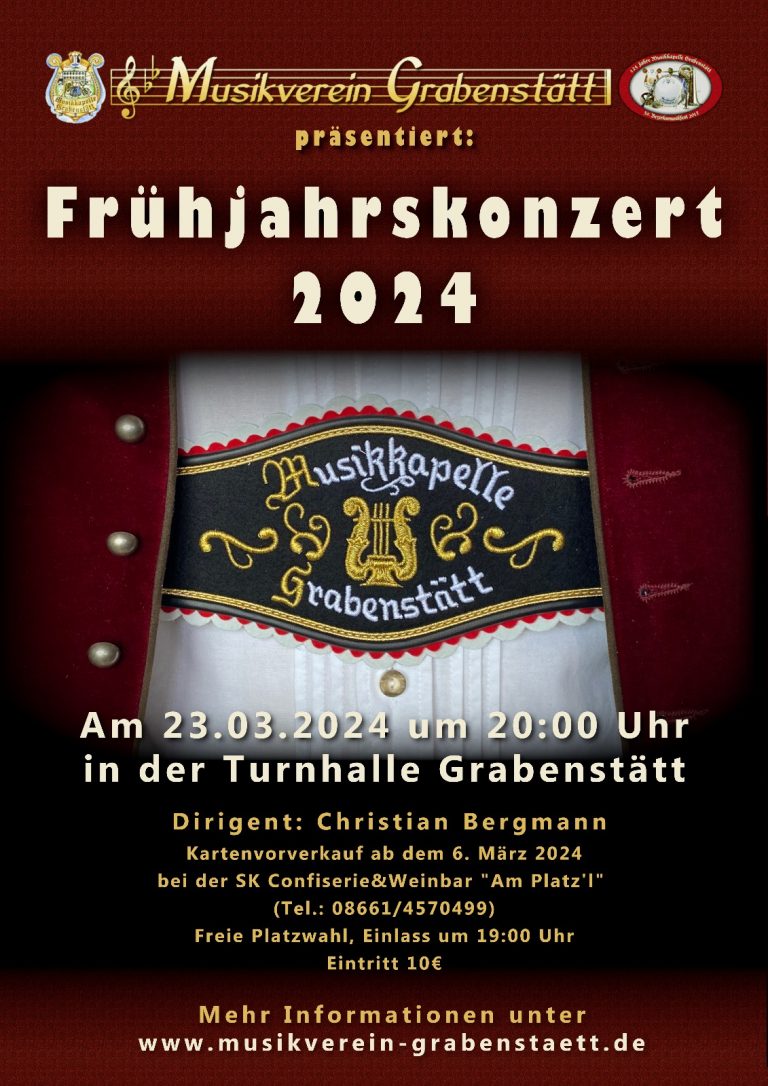 Frühjahrskonzert der Musikkapelle Grabenstätt am 23.03.2024